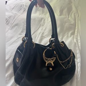 Juicy Couture vintage black leather purse, gold amber ring